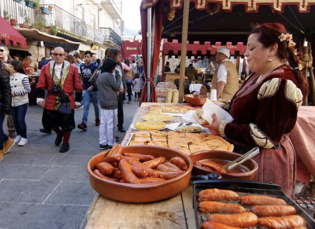 Fiesta típica gallega con mercadillos y comida típica